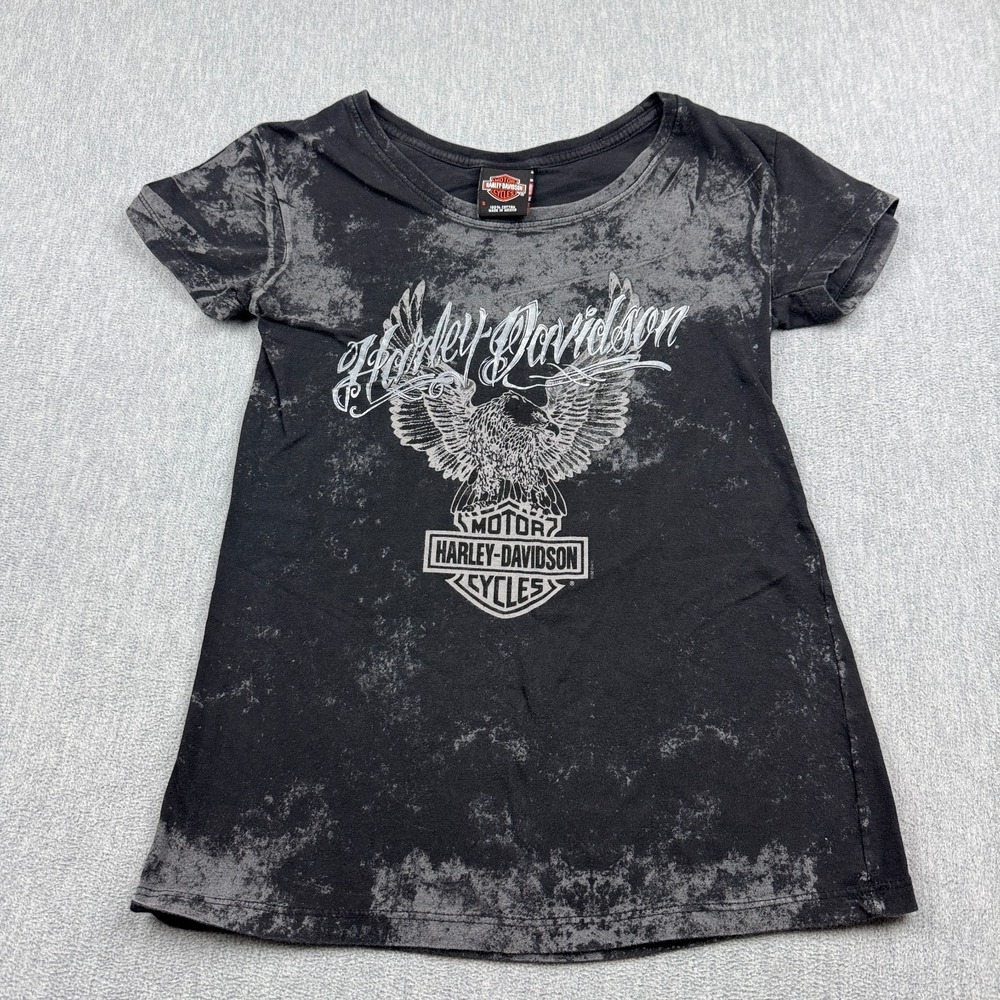 Harley Davidson T Shirt Womens Small Black Short Sleeveโ Washed Chariton Iowa